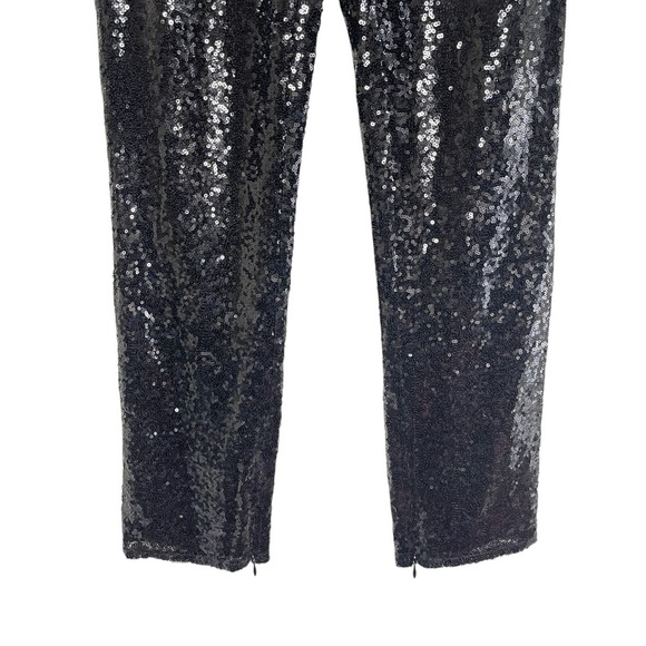 NWT OPEN EDIT Black Sequin High-Rise Pant with Zippered Ankle, Small - Picture 4 of 11